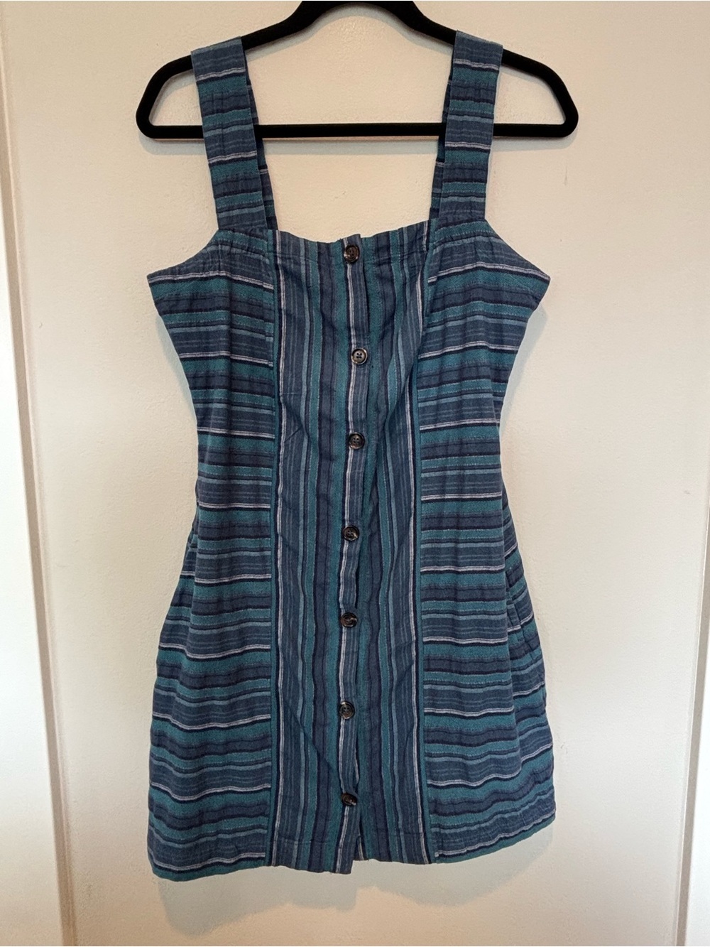 Roxy Teal and Navy Striped Button-Front Shirt